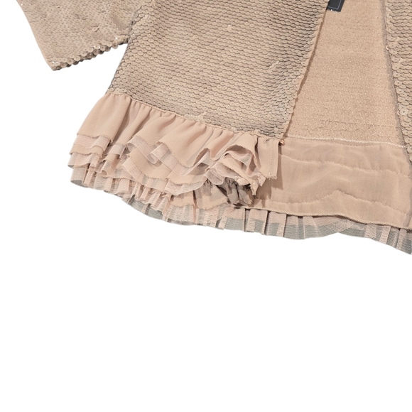 BCBGMaxAzria Kids Sequin Blazer with Ruffle Trim - Tan - Picture 3 of 4